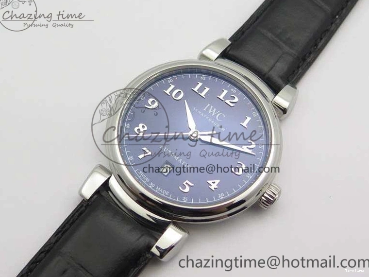 MIROTIME 0201 Da Vinci IW356601 SS TW 1:1 Best Edition Blue Dial On Black Leather Strap A Durable 7239